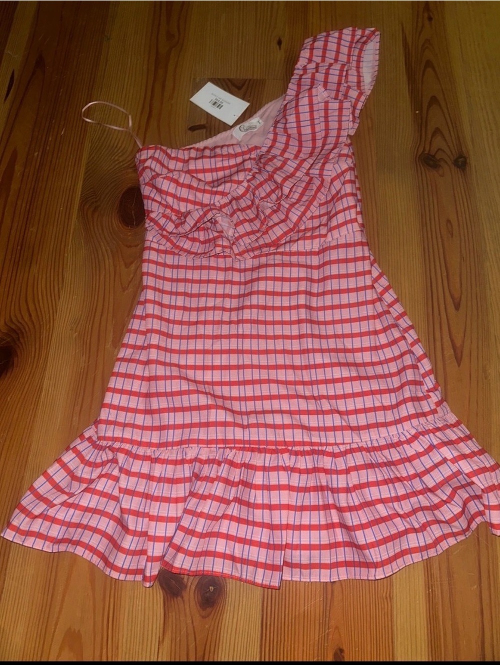 One Shoulder Pink and White Dress